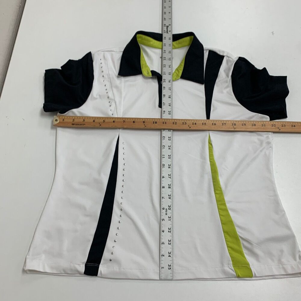 Spanner Polo Shirt Womens 2XL XXL Colorblock Golf Studs Short Sleeve Performance - Picture 7 of 11